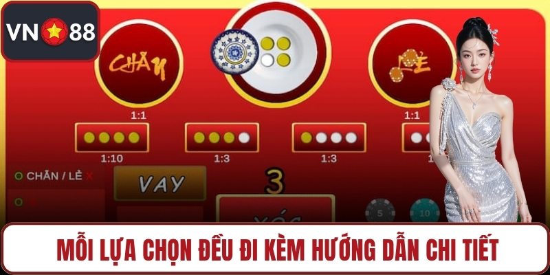 Mỗi lựa chọn đều đi kèm hướng dẫn chi tiết